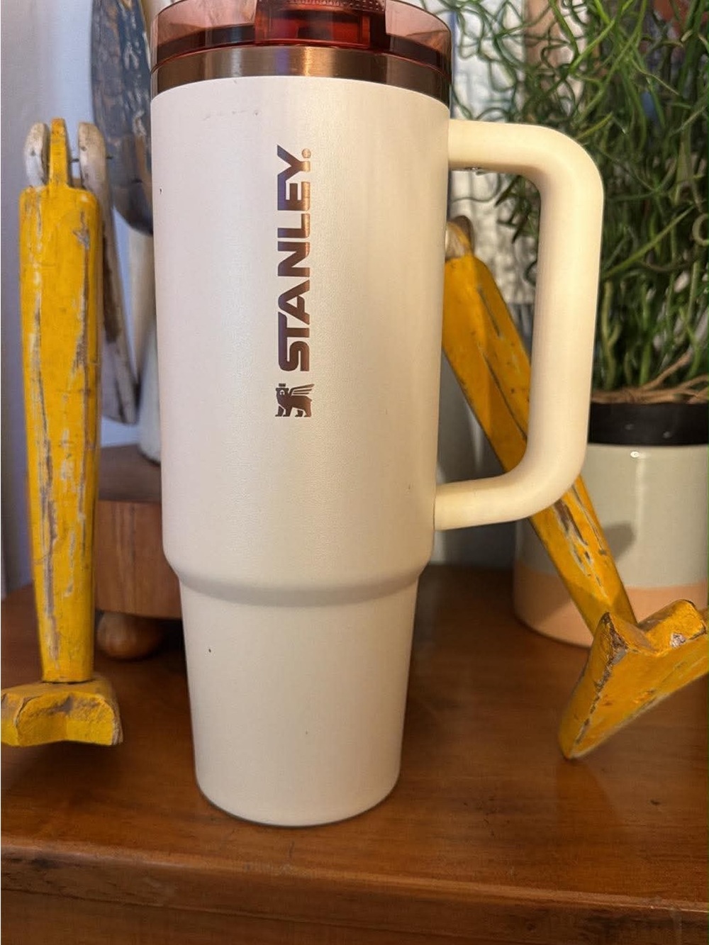 Stanley Cream Insulated Travel Mug with Handle